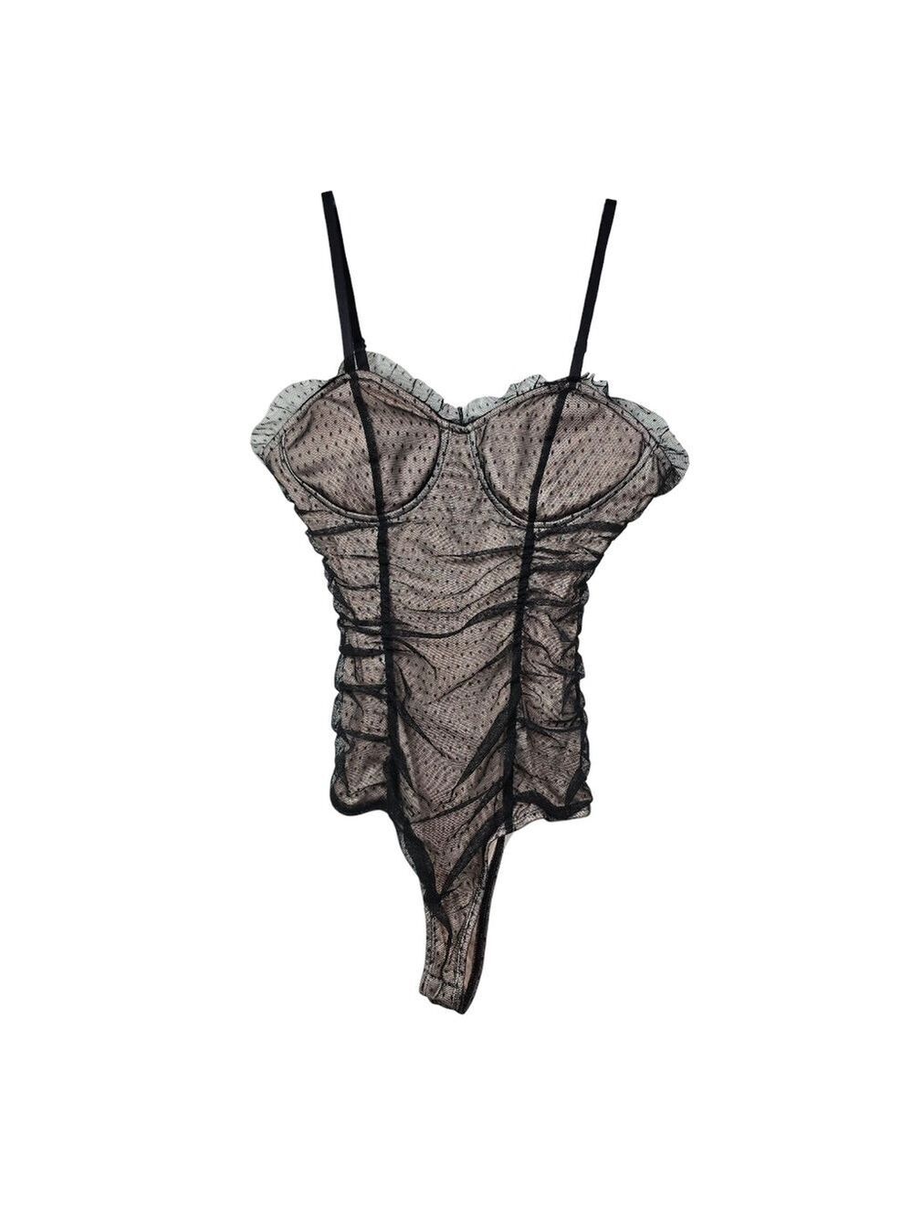 Rabbit Rose Polka Dot Lace Bodysuit M